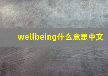 wellbeing什么意思中文