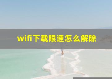 wifi下载限速怎么解除