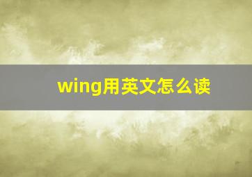 wing用英文怎么读