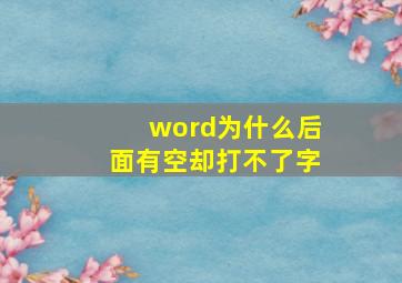 word为什么后面有空却打不了字