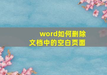 word如何删除文档中的空白页面