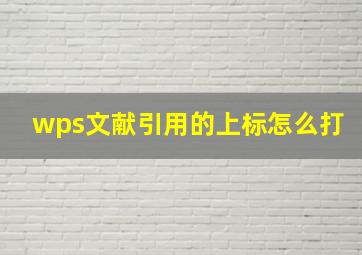 wps文献引用的上标怎么打