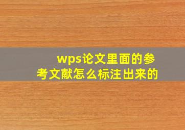 wps论文里面的参考文献怎么标注出来的