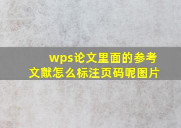 wps论文里面的参考文献怎么标注页码呢图片