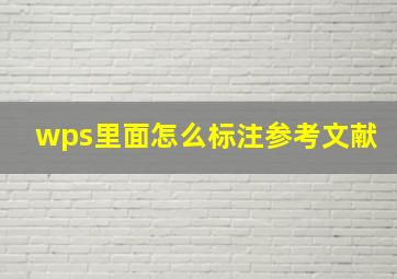 wps里面怎么标注参考文献