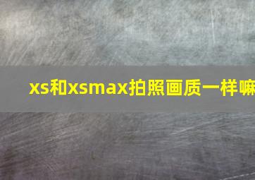 xs和xsmax拍照画质一样嘛