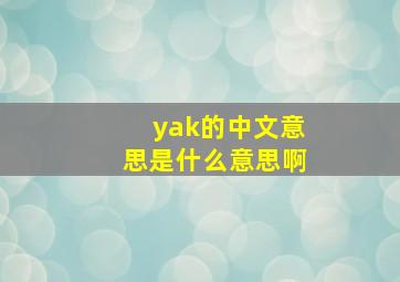 yak的中文意思是什么意思啊