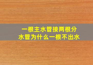 一根主水管接两根分水管为什么一根不出水