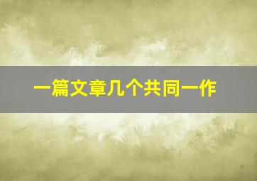 一篇文章几个共同一作