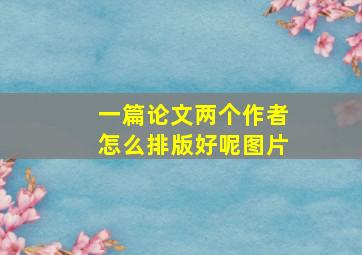 一篇论文两个作者怎么排版好呢图片