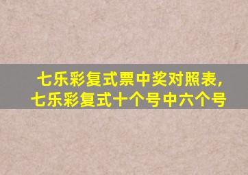 七乐彩复式票中奖对照表,七乐彩复式十个号中六个号