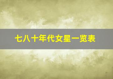 七八十年代女星一览表