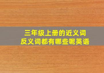 三年级上册的近义词反义词都有哪些呢英语