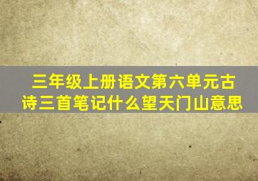 三年级上册语文第六单元古诗三首笔记什么望天门山意思