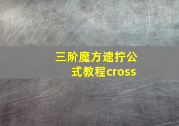 三阶魔方速拧公式教程cross