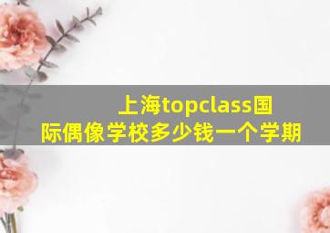 上海topclass国际偶像学校多少钱一个学期