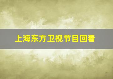 上海东方卫视节目回看