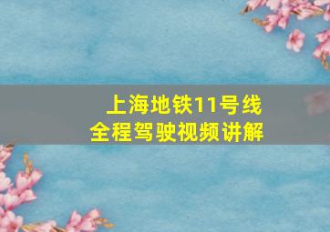 上海地铁11号线全程驾驶视频讲解