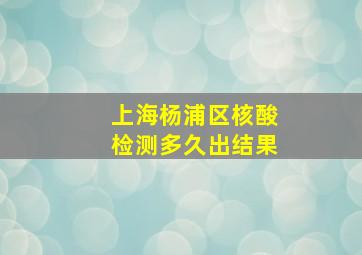 上海杨浦区核酸检测多久出结果