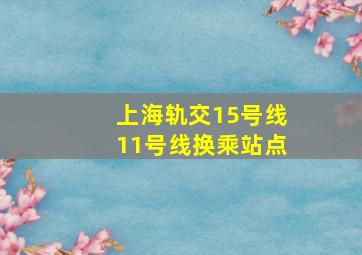 上海轨交15号线11号线换乘站点