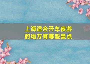 上海适合开车夜游的地方有哪些景点