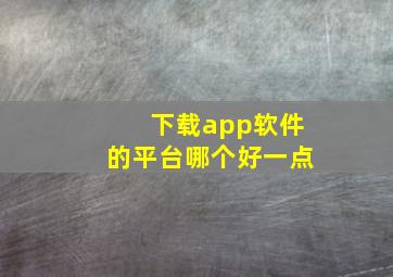 下载app软件的平台哪个好一点