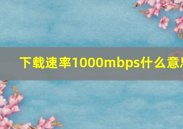 下载速率1000mbps什么意思