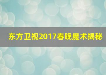 东方卫视2017春晚魔术揭秘