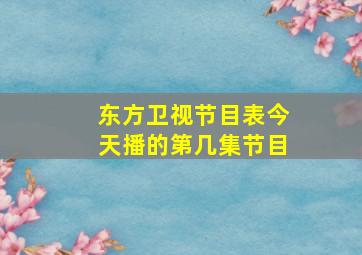 东方卫视节目表今天播的第几集节目