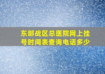 东部战区总医院网上挂号时间表查询电话多少