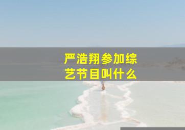 严浩翔参加综艺节目叫什么