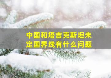 中国和塔吉克斯坦未定国界线有什么问题