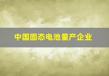 中国固态电池量产企业