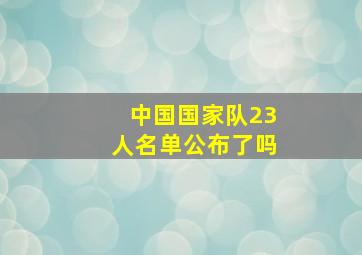 中国国家队23人名单公布了吗