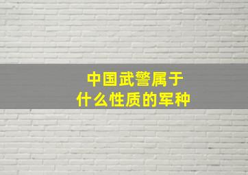 中国武警属于什么性质的军种