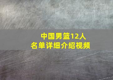 中国男篮12人名单详细介绍视频