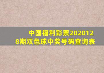 中国福利彩票2020128期双色球中奖号码查询表