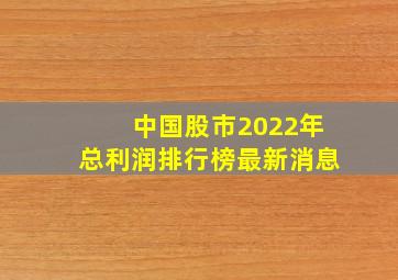 中国股市2022年总利润排行榜最新消息