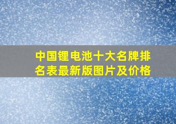 中国锂电池十大名牌排名表最新版图片及价格