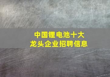 中国锂电池十大龙头企业招聘信息