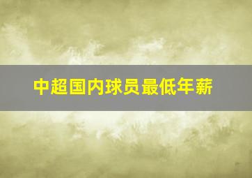 中超国内球员最低年薪