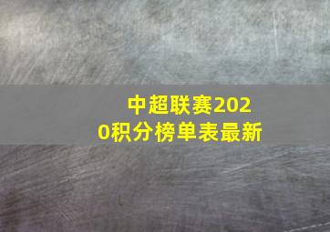 中超联赛2020积分榜单表最新