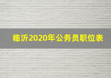 临沂2020年公务员职位表