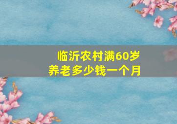 临沂农村满60岁养老多少钱一个月