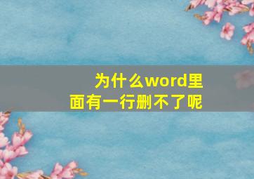 为什么word里面有一行删不了呢