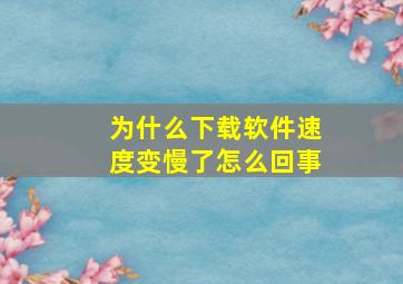 为什么下载软件速度变慢了怎么回事