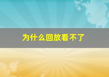 为什么回放看不了