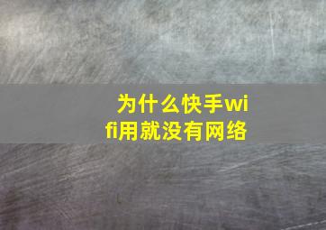 为什么快手wifi用就没有网络