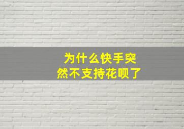 为什么快手突然不支持花呗了