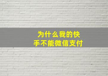 为什么我的快手不能微信支付